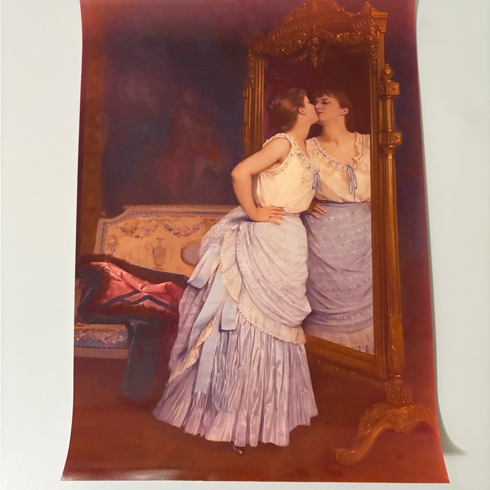 Elegant Vintage Art Print with Mirror Reflection